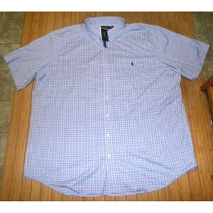 POLO RALPH LAUREN MEN'S S/S BUTTON UP SHIRT~4XL-TALL~PERFORMANCE STYLE~PLAID~NWT